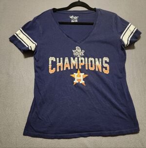 G-III 4her By Carl Banks Houston Astros Tee 2XL Blue World Series Champs '17
